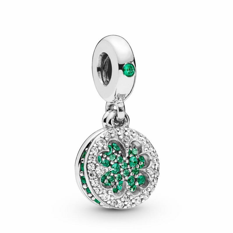 Pandora Australia Dazzling Clover Dangle Charm - Sterling Silver | WFYPTU780